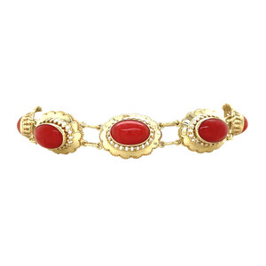 Gold bracelet with blood coral 14 kt