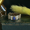 vintage Gouden vintage ring met stersaffier en zirkonia 14 kt