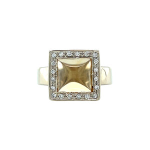 Witgouden ring met citrien en diamant 18 kt