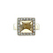 vintage Witgouden vintage entourage ring met citrien en diamant 18 kt