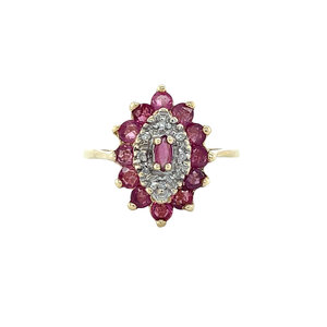 Ring with ruby and diamond 10 kt
