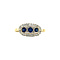 vintage Gouden vintage entourage ring met saffier en diamant 18 kt