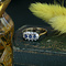 vintage Gouden vintage entourage ring met saffier en diamant 18 kt