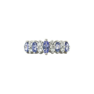 White gold ring with tanzanite and diamond 14 kt