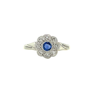 Ring with sapphire and diamond 9 kt