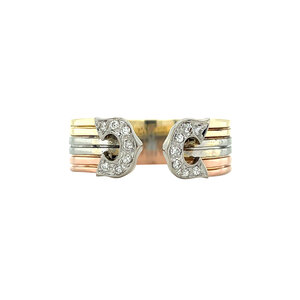 Tricolour gold ring with diamond 14 kt