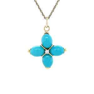 Pendant with colored stone and zirconia 12 kt