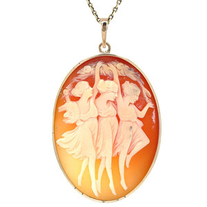Gold pendant with cameo 14 kt