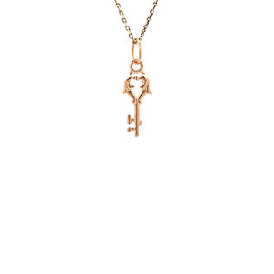 Rose gold key pendant 14 kt