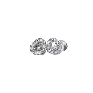 White gold Chopard Happy Diamonds stud earrings with diamond 18 kt
