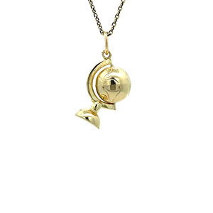 Gouden wereldbol hanger 14 kt