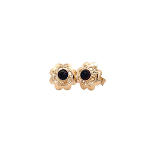 Gold stud earrings with garnet 14 kt