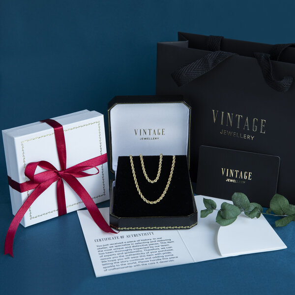 vintage Gouden vintage koord collier 14 kt