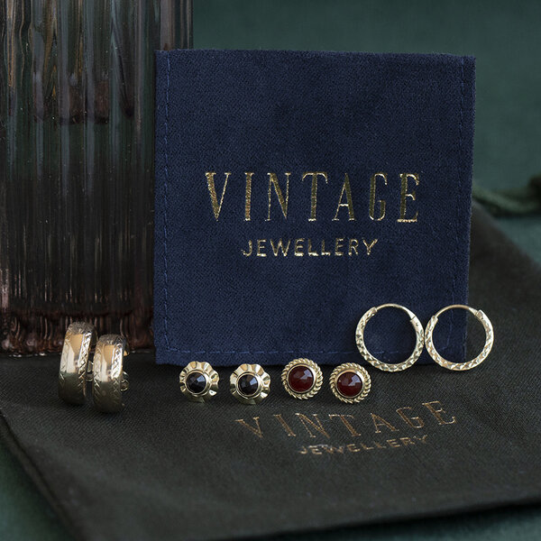 vintage Gouden vintage fantasie oorstekers 14 kt