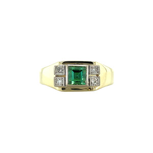 Gold ring with tourmaline and diamond 14 kt