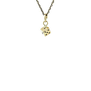 Gouden dobbelsteen hanger 14 kt