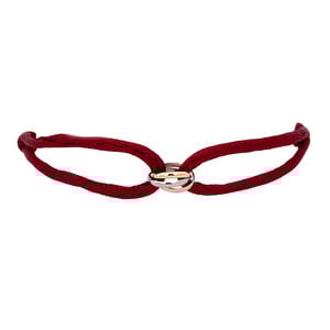 Satin bracelet with tricolour gold link 14 kt