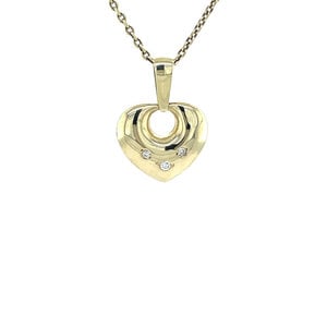 Gold heart pendant with diamond 14 kt