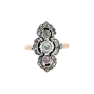 Roségouden ring met roosdiamant 14 kt/925