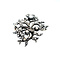 vintage Silver brooch with rose diamond 12 kt/925