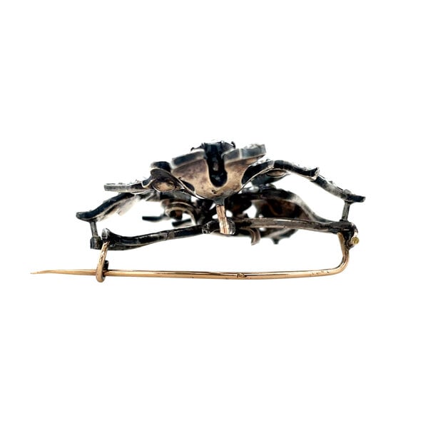 vintage Zilveren broche met roosdiamant 12 krt/925