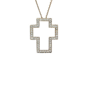 White gold cross pendant with diamond 18 kt