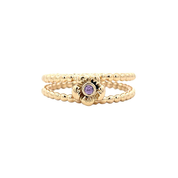 vintage Gouden vintage bloem ring met saffier 14 kt