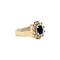 vintage Gouden vintage entourage ring met saffier en diamant 14 kt