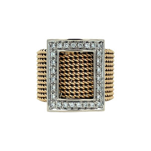 Bicolour gold ring with diamond 18 kt