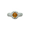 vintage Witgouden vintage entourage ring met citrien en diamant 18 kt