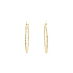 Gold twisted hoop earrings 14 kt