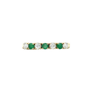 Gold ring with emerald and zirconia 14 kt