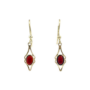 Golden earrings with garnet 14 kt