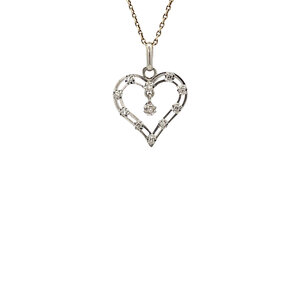 White gold heart pendant with diamond 14 kt