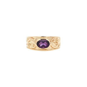Gold ring with amethyst 14 kt