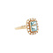 vintage Gouden ring met blauwe topaas en parel 14 kt