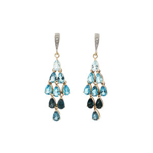 Oorbellen met topaas en diamant 9 kt