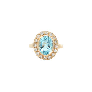 Gold ring with topaz and diamond 14 kt