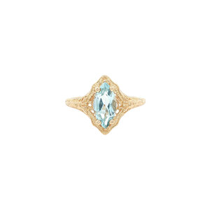 Gouden ring met blauwe topaas 14 kt