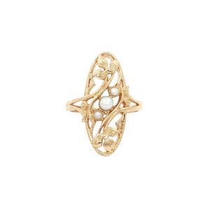 Gold ring with pearl 14 kt
