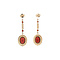 vintage Gold earrings with garnet and pearl 14 kt