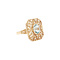 vintage Gouden ring met blauwe topaas en parel 14 kt