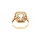 vintage Gouden ring met blauwe topaas en parel 14 kt