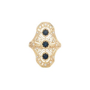 Gold ring with sapphire and diamond 14 kt