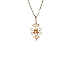 Gold pendant with citrine 14 kt
