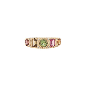 Gold ring with tourmaline and diamond 14 kt