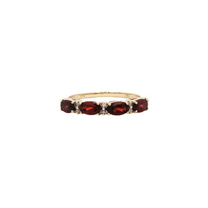 Ring with garnet and diamond 9 kt
