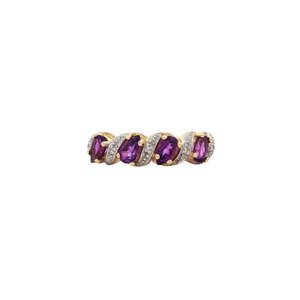 Ring with amethyst and diamond 9 kt