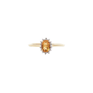 Ring with citrine and diamond 9 kt