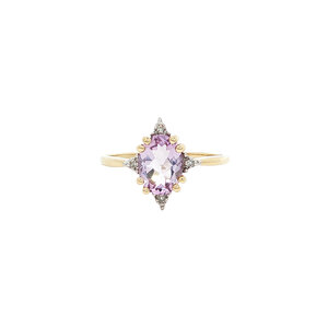 Ring met amethist en diamant 9 kt